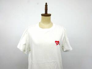BEAMS T Beams tea short sleeves T-shirt . embroidery plain simple Beams white S size summer lady's Y-657.