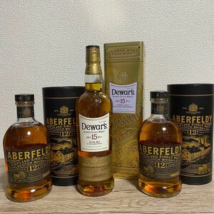 【終売】 アバフェルディ 12年 正規品 箱付き 2本 + デュワーズ 15年 正規品 箱付き アバフェルディ満喫3本セット