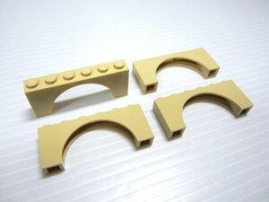 レゴ★未使用！タンの１×６×２アーチ型ブロック４点セット