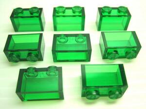 レゴ★未使用！緑色の１×２クリア基本パーツ８点セット