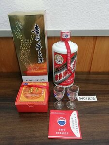 0401B76　貴州茅台酒　マオタイ酒　MOUTAI KWEICHOW　天女ラベル　500ml 53%　箱入り　ミニグラスセット付き