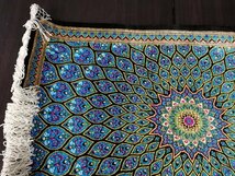 0501T70　絨毯　カーペット　Persian Hand Knotted Carpet　シルク100％　93×58cm　MADE IN IRAN　※追加写真あり_画像6
