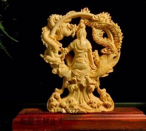 新入荷★木彫 仏像 自在観音 観音像 観音菩薩 置物 彫刻 仏教美術 精密細工