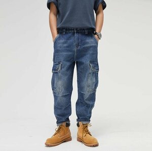 新品★ジーンズ メンズ バギーパンツ デニムパンツ ワークパンツ カーゴパンツ W31