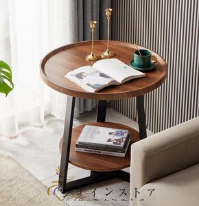 人気美品★ サイドテーブル 丸形 別荘 卓 ナイトテーブル リビング 北欧 木製 コーヒーテーブル 贅沢