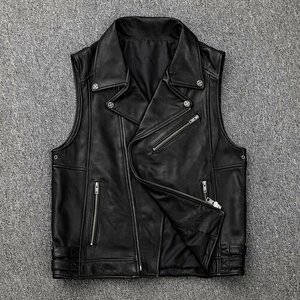 メンズレザー　ハレージャーキン ベスト 本革　牛革　バイクジャケット ライダース　S～4ＸL　黒