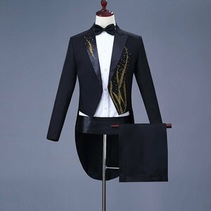  new goods 2 color. development tailcoat 4 point set tuxedo S M-4XL outer garment trousers kama- belt butterfly necktie musical performance . presentation stage Mai pcs costume black 