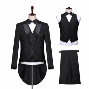  new work new goods men's gentleman . clothes vocal music tuxedo tailcoat 3 point set outer garment & trousers & the best black ( black ) S M L XL XXL 3XL 4XL