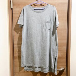 無印良品　ロング丈Tシャツ　M〜L グレー　綿100% 半袖　レディース　チュニック