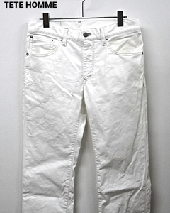 M【TETE HOMME Stretch Pants 15173011 White テットオム ストレッチ パンツ ホワイト】