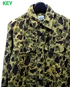 M【KEY Duck Camo Flannel Shirts RB020005AT RAGEBLUE キー ダック カモ フランネル シャツ ラージブルー 迷彩 古着】