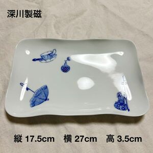 【新品】 深川製磁 ブルーチャイナ プレート サンドイッチトレイ 有田焼