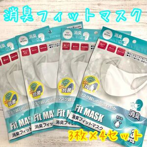 消臭フィットマスク　Fit MASK 大人用　3枚入×4袋