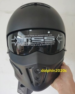 バイク ハーレー 内蔵レンズ フルフェイスヘルメット ジェットヘルメット 変身 多機能 組み立て 2代目 M~XXLサイズ選択可　マッド黒　 L