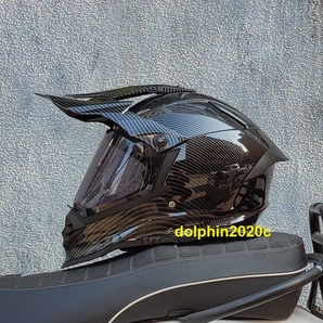 バイク ダブルレンズ 内蔵サングラス オフロードヘルメット フルフェイスヘルメット S~XLサイズ選択可 カーボン柄の画像3