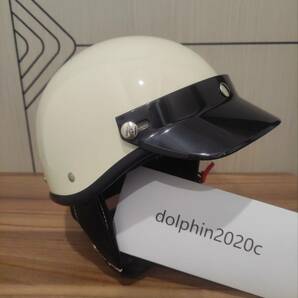ハーレー 半帽 半キャップ ヘルメット レトロ ビンテージ ヘルメット バイザー多色 アイボリー サイズ：Mの画像4