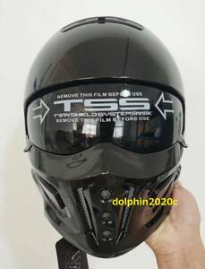 バイク 内蔵サングラス フルフェイスヘルメット ジェットヘルメット 変身 多機能 組み立て 2代目 M~XXLサイズ選択可　艶あり黒　XL