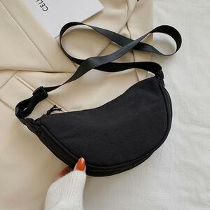  shoulder bag round half moon Mini diagonal .. nylon black 