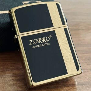 ■ZORRO ゾロ zippo ジッボ型 オイルライター 金メッキ 箱付き ブラック