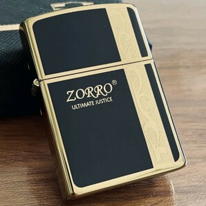 ■ZORRO ゾロ zippo ジッボ型 オイルライター 金メッキ 箱付き ブラックの画像1