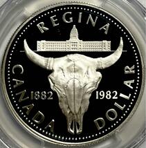 【準最高鑑定】1982年 カナダ レジーナ センテニアル PPCGS PR69 ディープカメオ 1ドル 銀貨 モダンコイン コレクション アンティーク_画像2