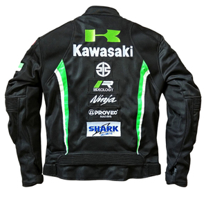 ■028【kawasaki】バイクジャケット ■カワサキレーシング ■メッシュ オートバイの画像2