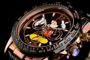 1 jpy ~ 1 Star na The -hebn×Disney limitation MICKEY Mickey Mouse special order collaboration clock chronograph beautiful ....eva- rose Gold 5 atmospheric pressure new goods 