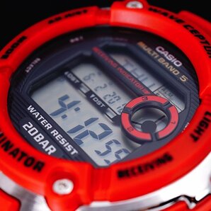 1円～1スタ 新品未使用 逆輸入model CASIO カシオ電波時計200m防水【誤差10万年に1秒】RED レッド 20気圧 超高性能 ハイスペック腕時計の画像3