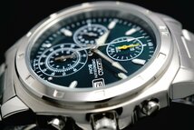 1円～ 1スタ セイコー 正規品海外モデル SEIKO 逆輸入 ダークグリーン 新品 1/20秒 高速クロノグラフ 腕時計 メンズ激レア入手困難 50m防水_画像9