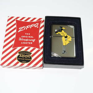 ZIPPO Windy ウィンディ黄色衣装 1937レプリカ ダイアゴナルライン 鏡面 1999年 未使用