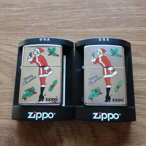 ZIPPO Windy クリスマス ウィンディサンタ 同柄異種加工 ２個まとめて Merry Christmas 2001年 2004年 未使用