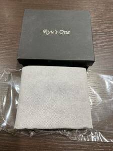 Ryu's One/リューズワン 二つ折り財布 牛革 ネイビー 未使用(長期保管品)現状品 送350のみ