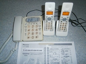 パイオニア デジタルコードレス留守番電話 TF-VD1200 子機２台 （本体・TF-LU149/ 子機・TF-DK125） 動作品 取説付き