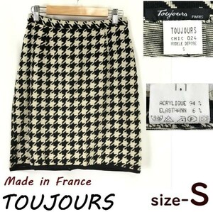 フランス製★トゥジュー/TOUJOURS★秋冬/ミニ丈/台形スカート【サイズS/黒系/千鳥格子柄/black】Skirts◆pBH636-k