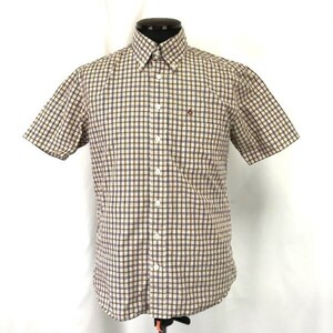 日本製★ナノユニバース★LOST DESSAU&CO/ロストデッサウ★半袖シャツ【メンズM/暖色チェック柄】Tops/Shirts◆BH641