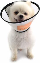 犬猫用 エリザベスカラー 4号 ファブリック 半透明 ソフトベル型 軽量サイズ 首回りフェルトマジックテープ型 ケガ 手術 患部舐めない_画像5