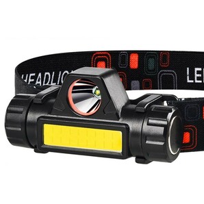 LED ヘッドライト USB充電 高輝度 ランプ 防災 防水 アウトドア レジャー キャンプ 登山 釣り 小型 軽量 ワークライト 作業灯 懐中電灯 2個の画像4