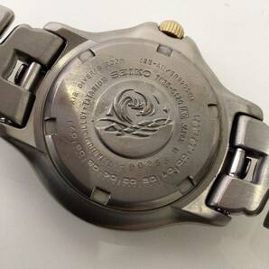 SEIKO 腕時計 スキューバ 7N35-6120 チタニウム SCUBA 200m セイコー クオーツ ダイバー チタン メンズ 純正ベルト デイト 不稼働品 ナ21-3の画像8