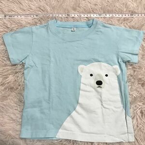 無印良品　 プリントTシャツ　シロクマ　90cm 水色