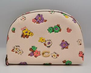  Coach COACH pouch leather C3822 floral print white sack attaching 