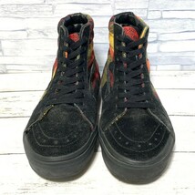 R5936bE VANS バンズ SK8-HI スケートハイ スニーカー ブラック×レッド系 メンズ 27cm チェック柄 ウール ハイカット ヴァンズ V38FLN_画像4