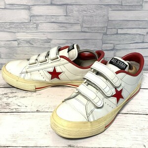 R5987bE CONVERSE Converse спортивные туфли кожа спортивные туфли белый × красный женский размер 6 (23cm ранг ) one Star липучка обувь 