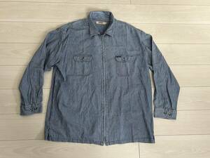 ★KANSAI jeans カンサイ ジーンズ 長袖シャツ ヒッコリーストライプ 大きいサイズ 4L ジップジャケットシャツ★山本寛斎