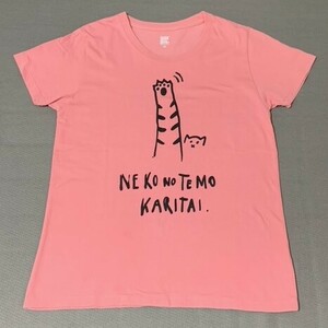 グラニフ　デザインTシャツストア　半袖Tシャツ　SS(女性M相当？）　ピンク系　猫　Design Tshirts Store graniph