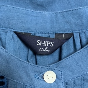 SHIPS colors シップス フレンチスリーブワンピース ロング タック＆レース 青系 99（L相当？） 羽織り物にもなりますの画像3