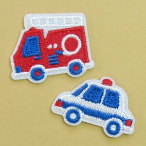 のりもの 刺繍 アイロン ワッペン アップリケ パトカー 消防車 2406 手芸用品 アレンジ patch パッチ 働く車