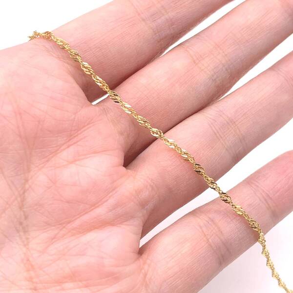 【仕上がりチェーン】ステンレス製 シンガポールチェーン 1.7x0.3mm ゴールド