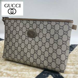 美品◇GUCCI グッチ◇イタリア製 ヴィンテージ オールド レザー使い PVC セカンドバッグ/クラッチバッグ メンズ・レディース