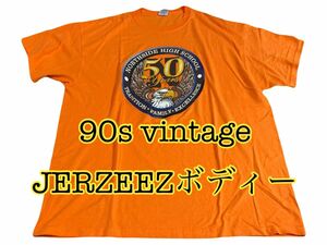 50周年記念　JERZEEZ ボディー　アメリカ　Tシャツ　2XL ハーレー　高校　USA スポーツ　オレンジ　90s y2k