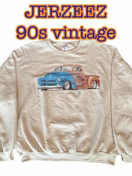 JERZEEZ アメ車　シボレー　ファイア　GM スウェット　XL ベージュ　 ビンテージ　90s vintage archive